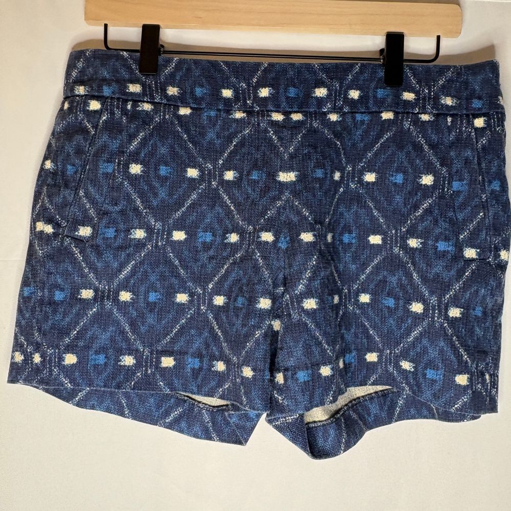 J.Crew Navy Blue‎ Batik Basketwave Ikat Print Chino Shorts Size 6